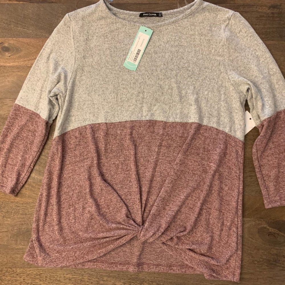 PINK CLOVER's Denver Front Twist Brushed Knit Top